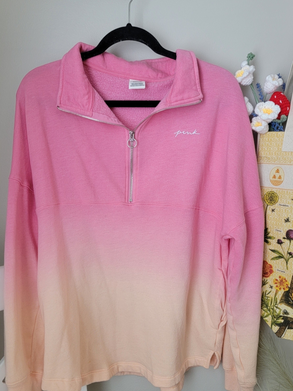 Victoria's Secret Pink Ombre Half-Zip Pullover - Pink, Cream Size S